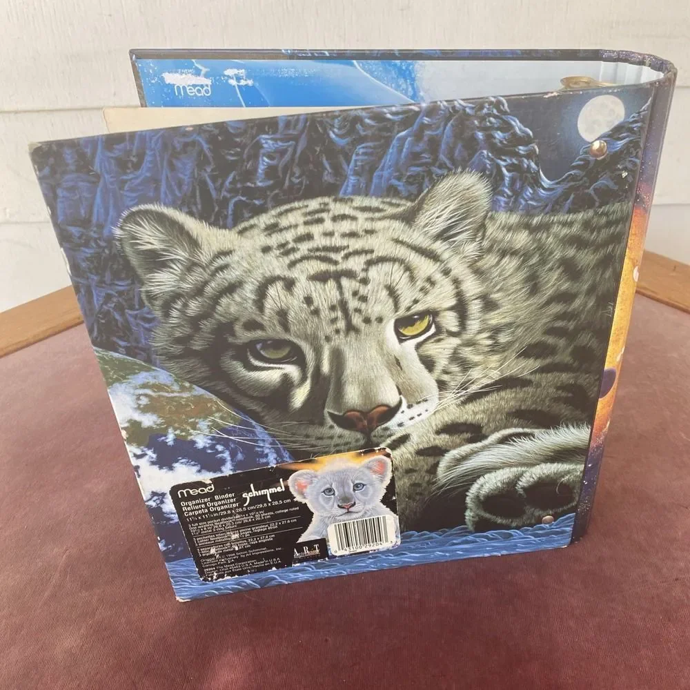 WHITE TIGER Cat SCHIMMEL MEAD 3 RING BINDER ONLY VINTAGE 1998